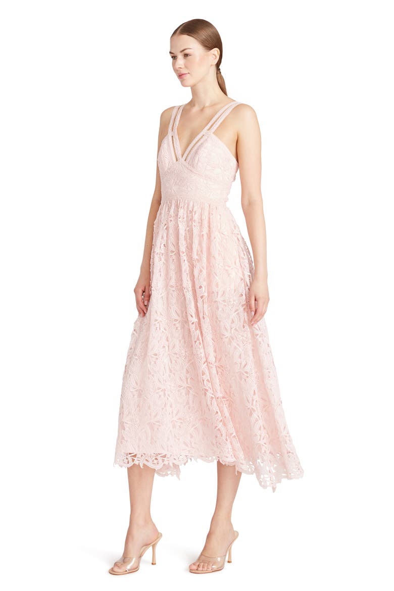 Cutout Guipure Lace Midi Dress, Alternate, color, ROSE QUARTZ