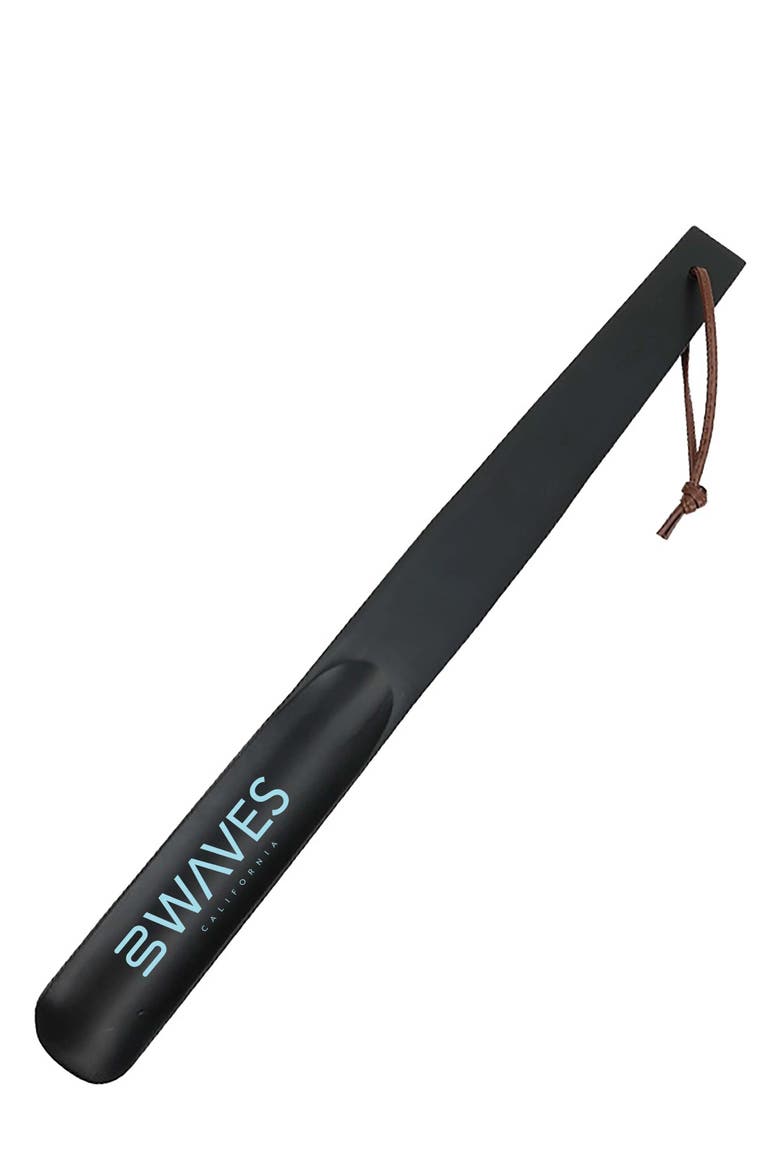 15" Laser Etched Natural Wood Shoehorn, Main, color, BLACK