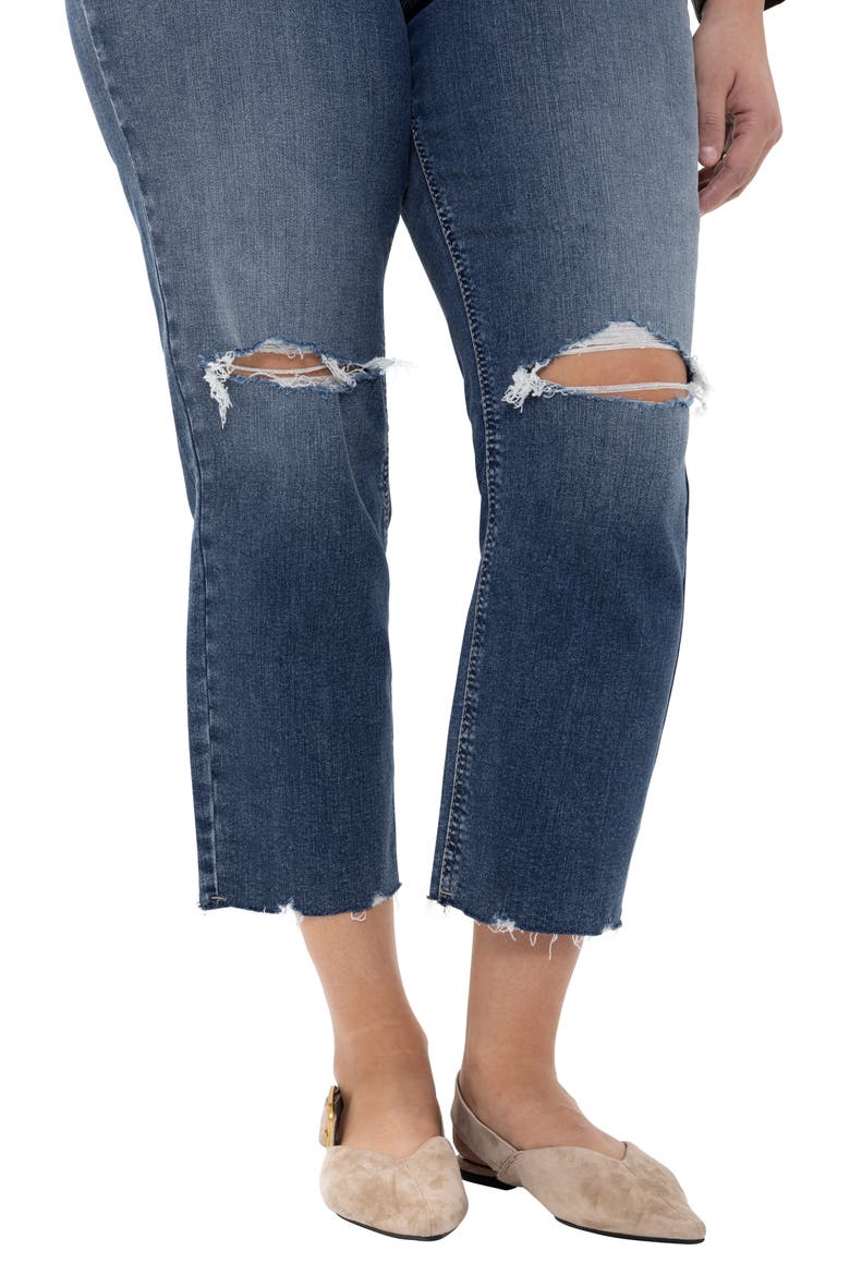 Avery Curvy Ripped Raw Hem Straight Leg Jeans, Alternate, color, SYNTH