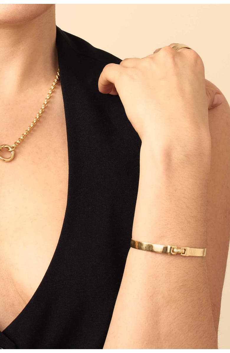 Oradina 14K Yellow Gold Park Avenue Herringbone Bangle, Alternate, color, 