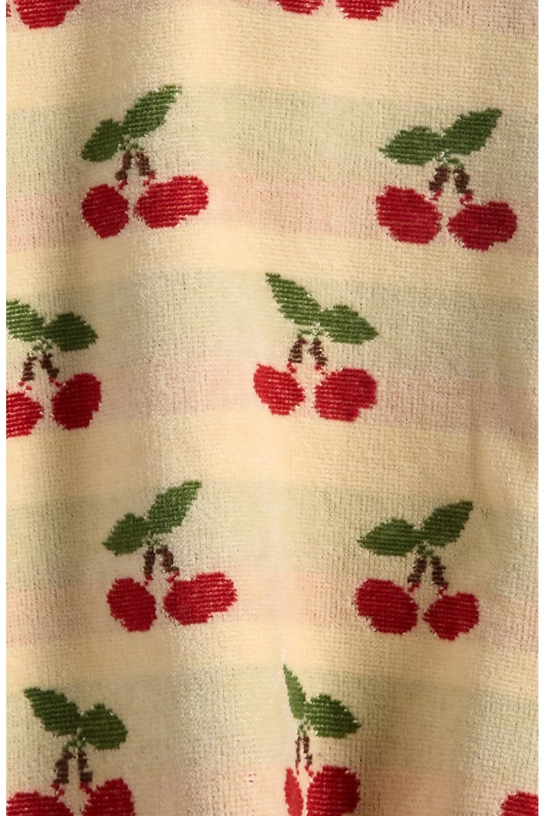 Little Cherries Hooded Organic Cotton Towel Poncho, Alternate, color, CREAM