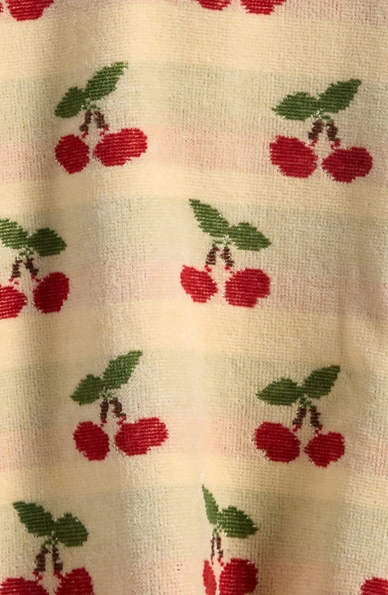 Little Green Radicals Little Cherries Hooded Organic Cotton Towel Poncho, Alternate, color, Cream