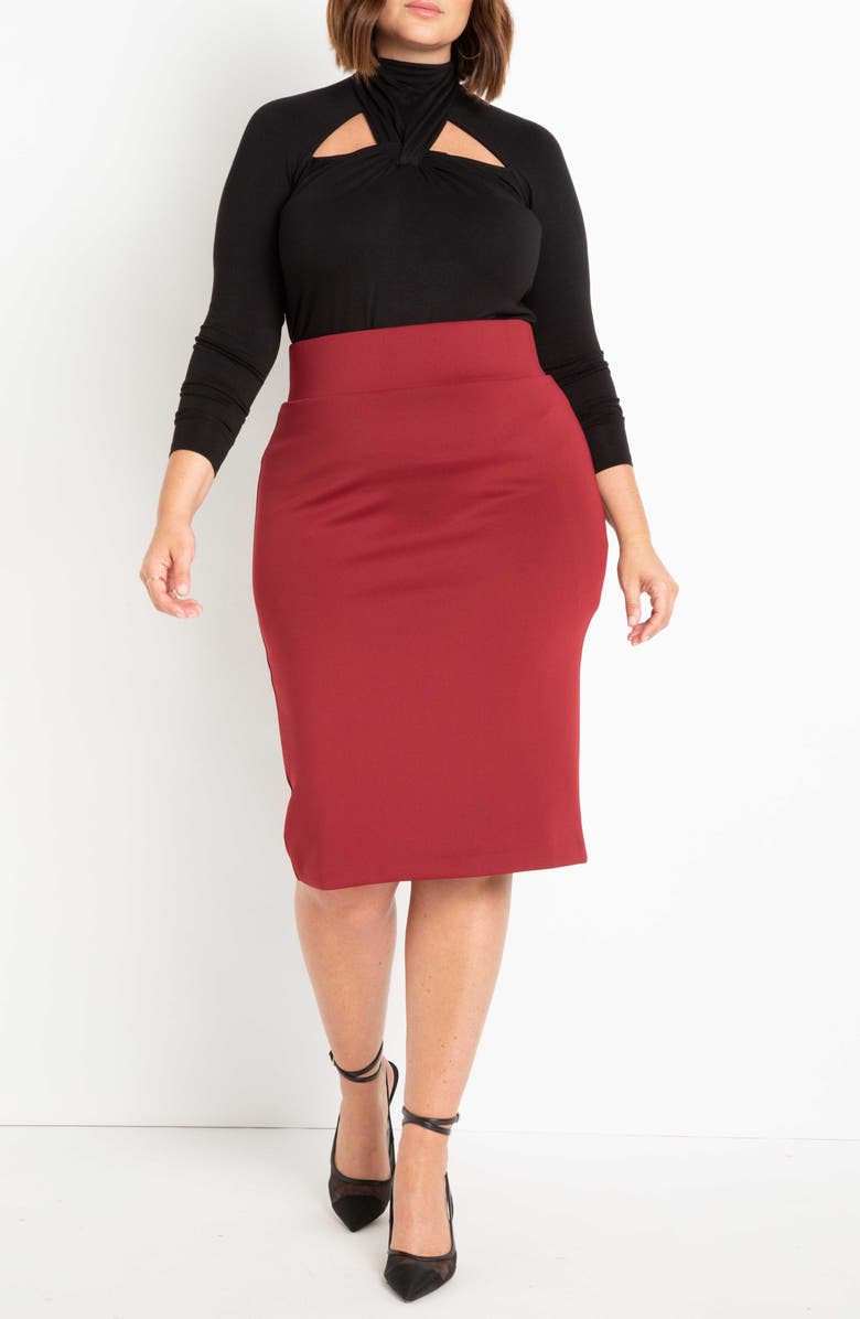 ELOQUII Twist Neck Long Sleeve Front Cutout Blouse, Alternate, color, 