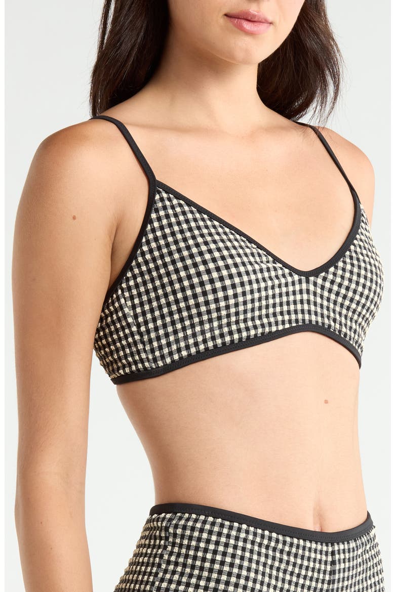 Tunnel Triangle Bikini Top, Alternate, color, BLACK/ CREAM