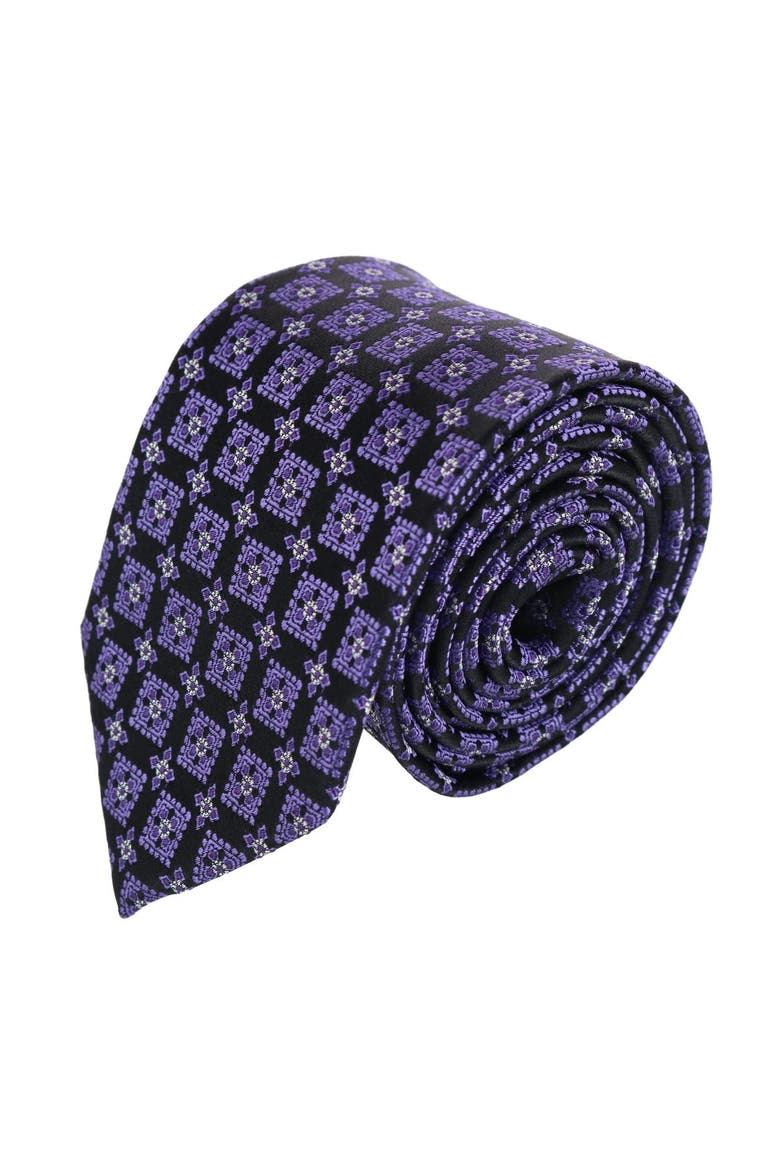 Azzimato Diamond Stately Silk Necktie, Main, color, Purple