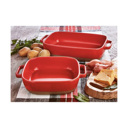 Tag Red Ceramic Rectangular Baker Dishwasher Safe For Christmas In Red