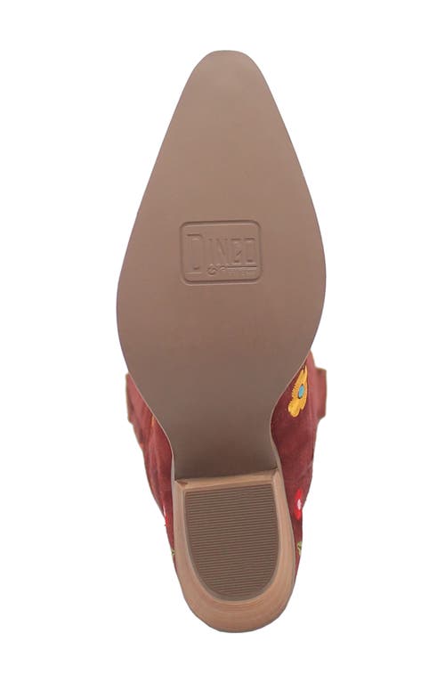 Dingo Flower Power Knee High Western Boot In Burgundy