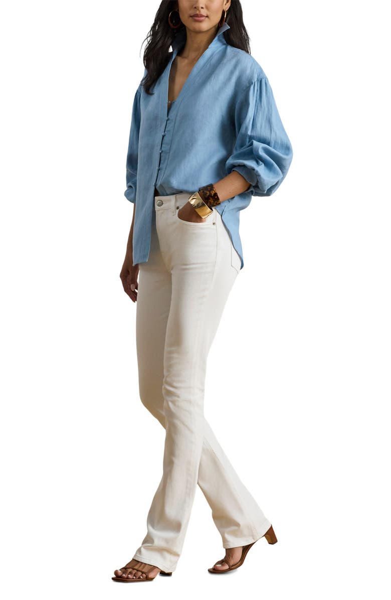 Lauren Ralph Lauren Relaxed Fit Linen Button-Up Shirt, Alternate, color, Blue Note