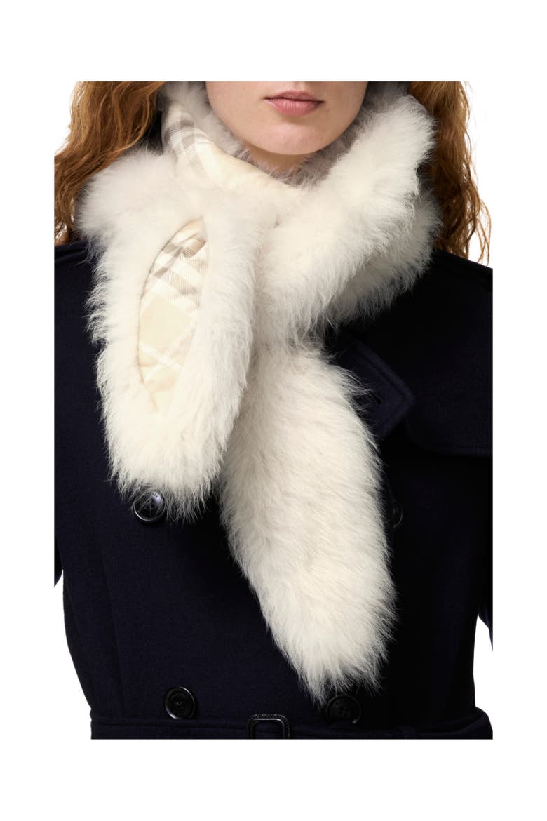 Skinny Shearling Scarf, Alternate, color, Ivory white