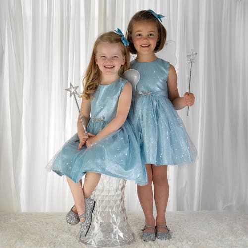 Rachel Riley Girl's Sparkle Star Tulle Dress In Blue