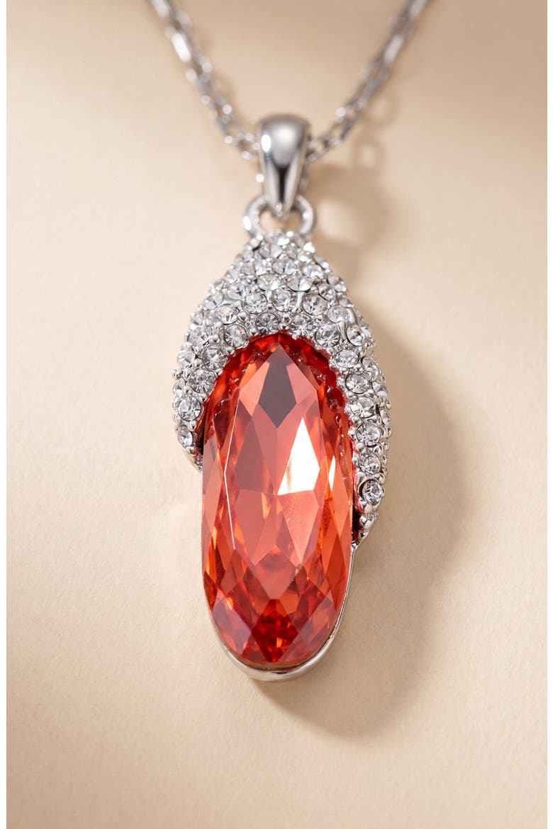 Oval Crystal Pendant Necklace, Alternate, color, Red