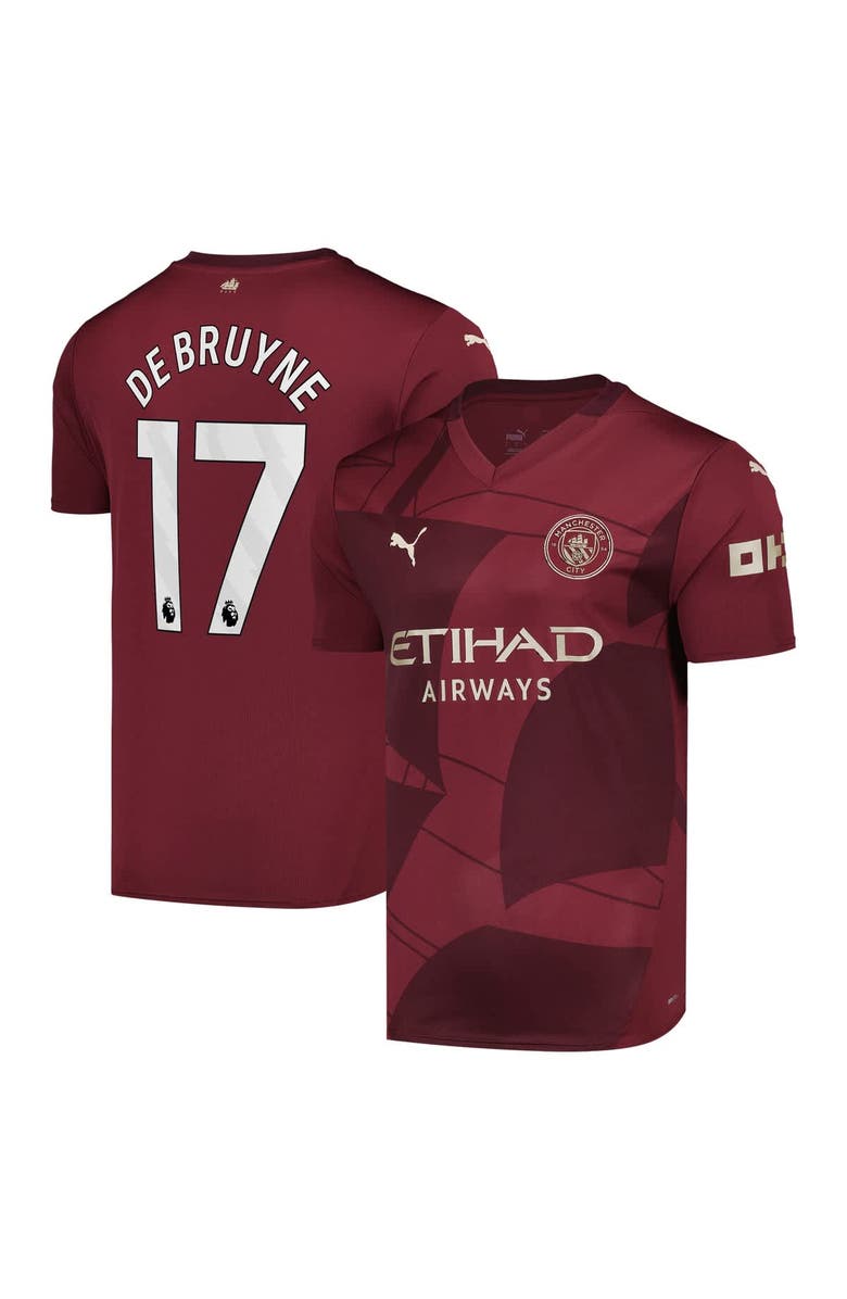 PUMA Men's Puma Kevin De Bruyne Burgundy Manchester City 2024/25 Third Replica Player Jersey, Alternate, color, 