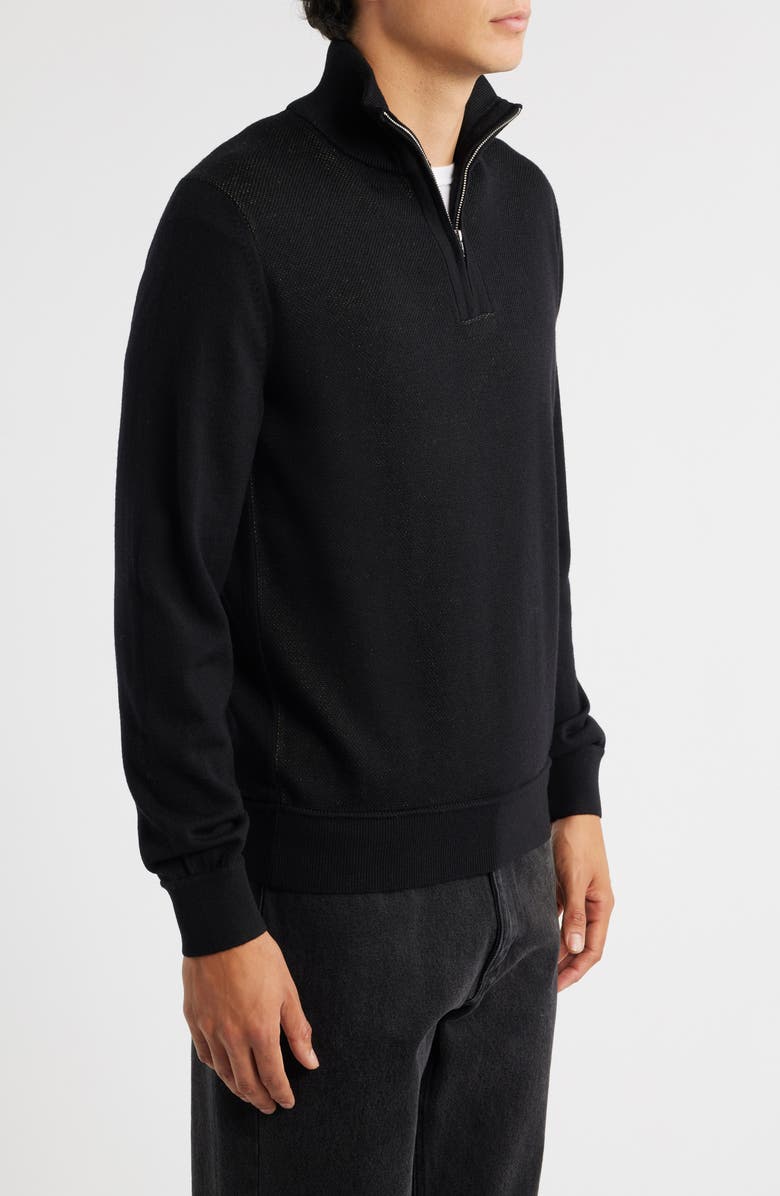 BOSS Illario Quarter Zip Sweater, Alternate, color, Black