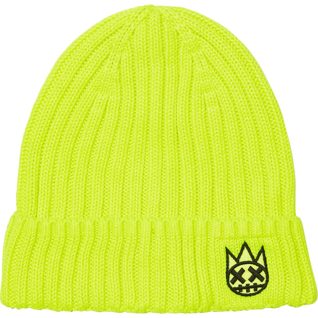 Cult Of Individuality Shimuchan Logo Knit Hat In Neon Yellow In Green