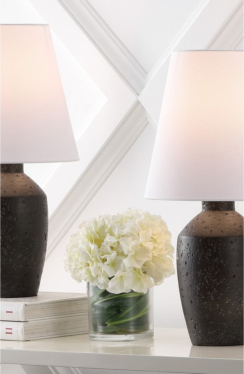 JONATHAN Y Xander 19.5" Minimalist Scandinavian Concrete Effect Resin/Iron Ginger Jar LED Table Lamp, Alternate, color, Matte Black