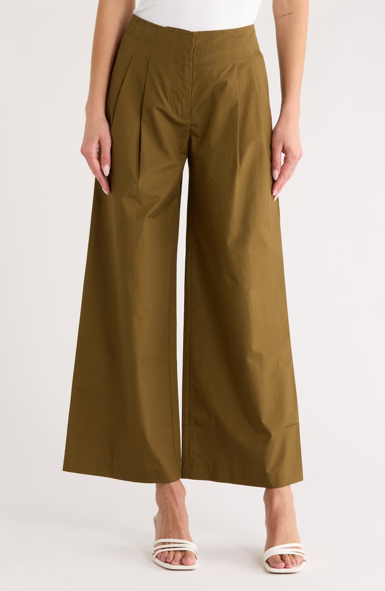 Ulla Johnson Lani Cotton Wide Leg Pants, Main, color, Militaire