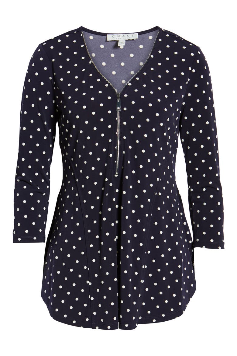 Zipper Dot Top, Alternate, color, EVENING NAVY