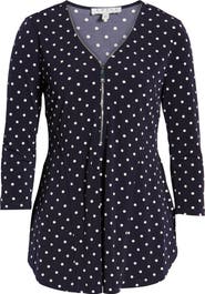 Chaus Zipper Dot Top