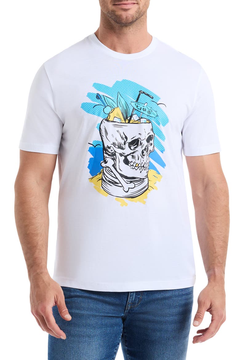 Tiki Skull Graphic T-Shirt, Main, color, WHITE