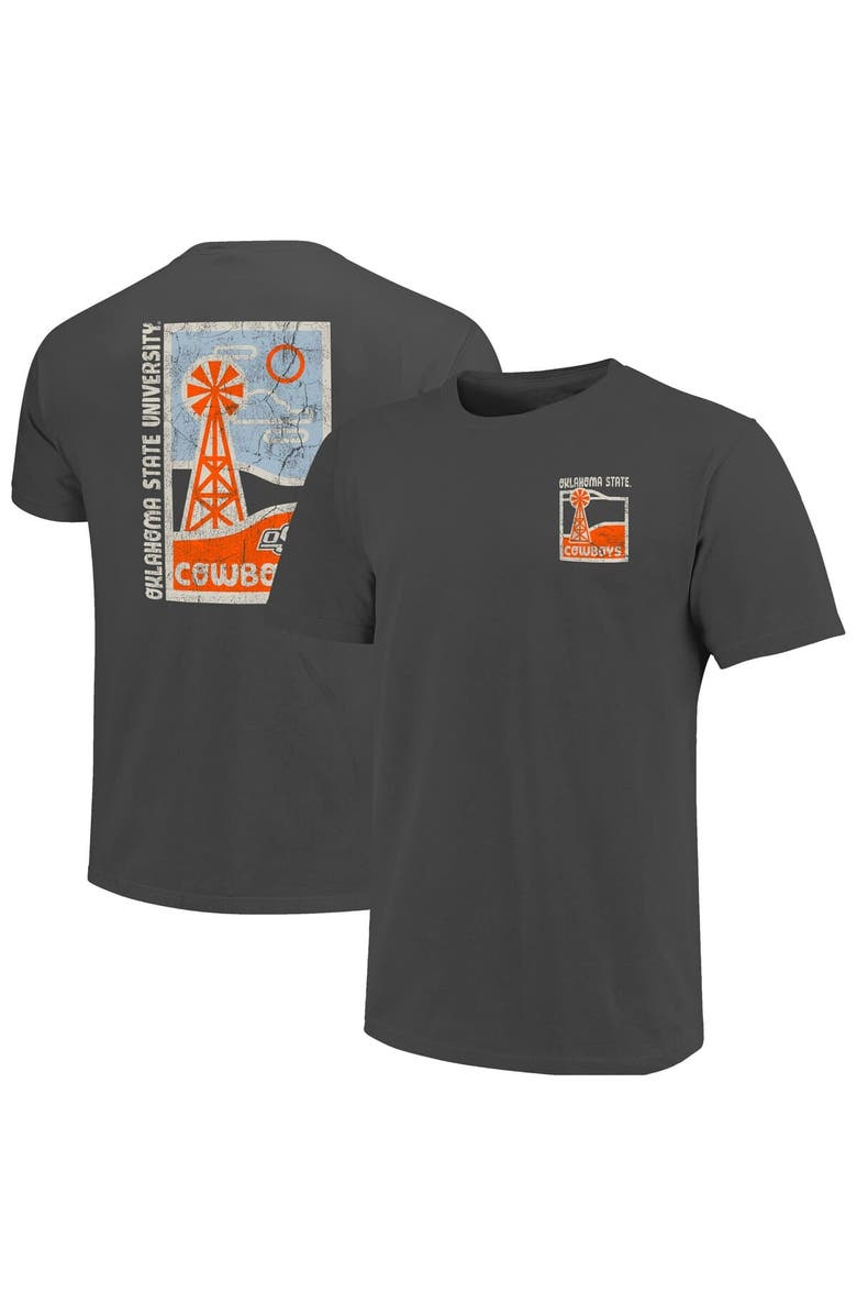 IMAGE ONE Men's  Graphite Oklahoma State Cowboys Comfort Colors Minimal Vista Distressed Graphics T-Shirt, Main, color, Graphite
