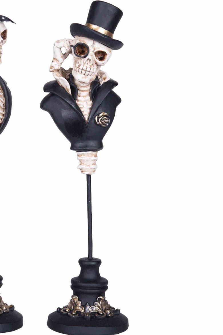 Skeleton Pedestal Figurine, Alternate, color, Black