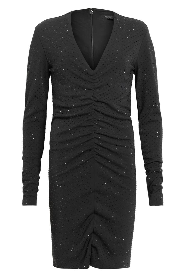 Ayla Long Sleeve Ruched Minidress, Alternate, color, BLACK