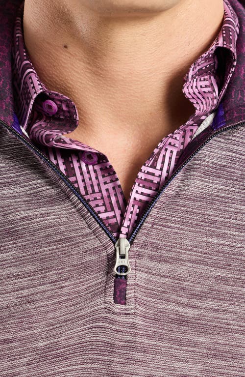 Robert Graham Ledson Space Dye Cotton Quarter Zip Top In Purple