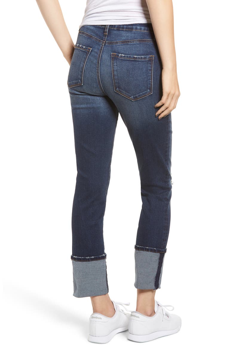 Cuffed Skinny Jeans, Alternate, color, DARK VINTAGE WASH