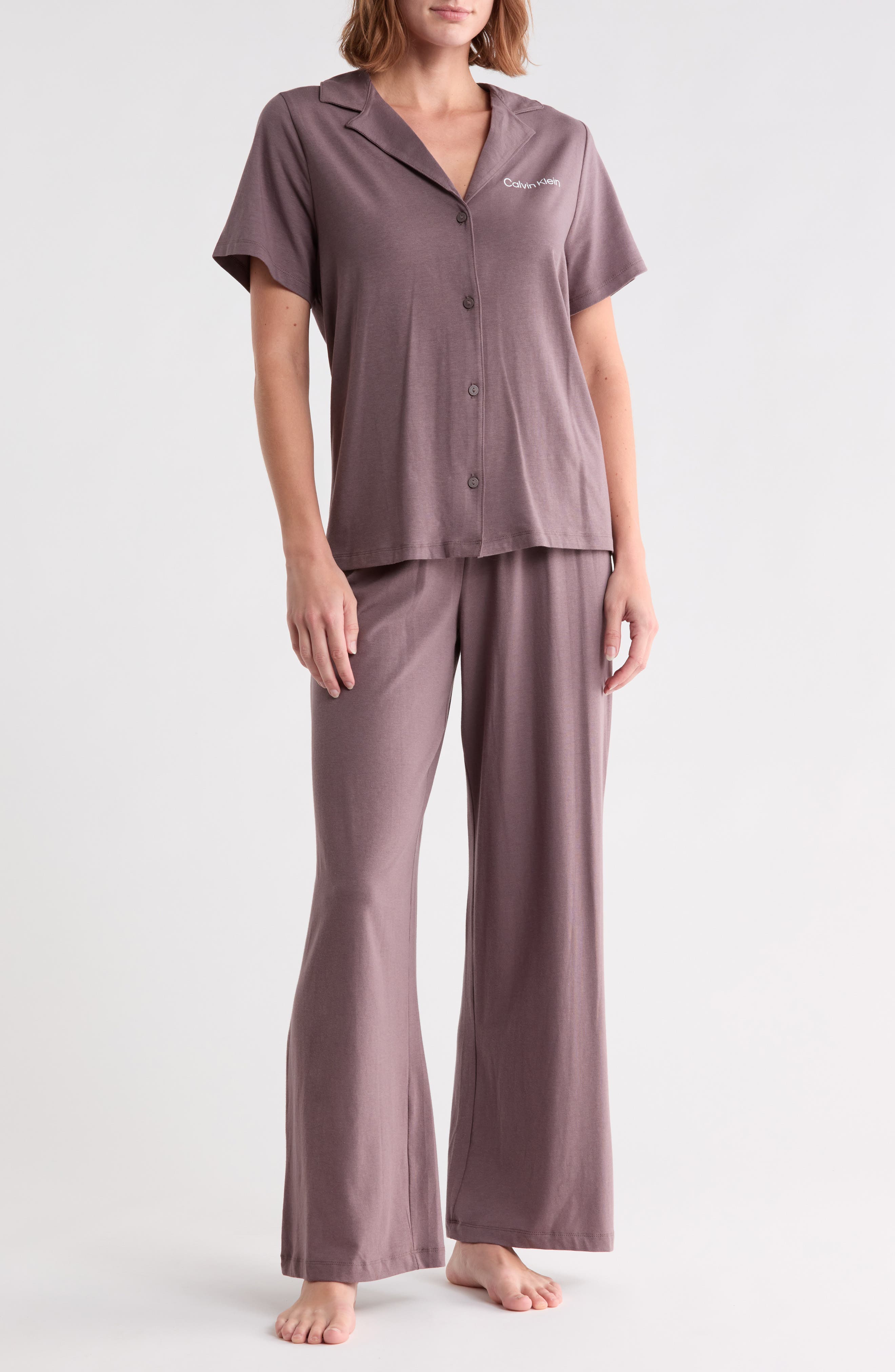Notch Collar Knit Pajamas