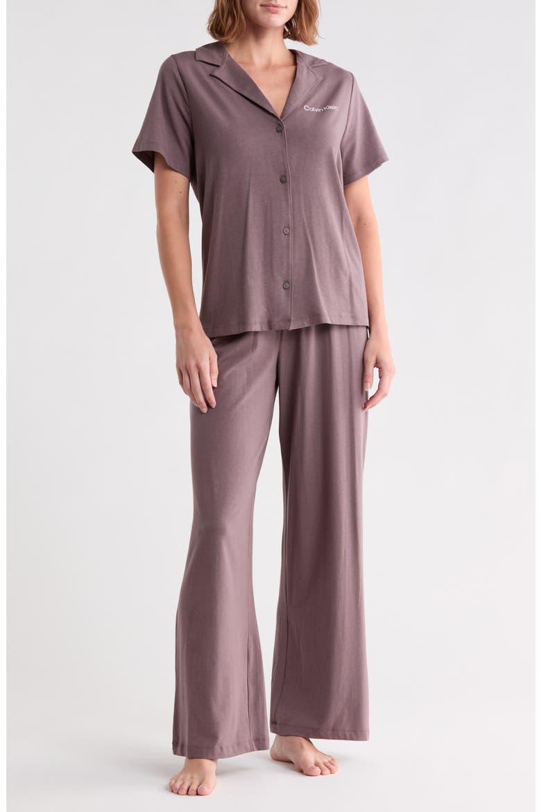 Notch Collar Knit Pajamas, Main, color, SPARROW
