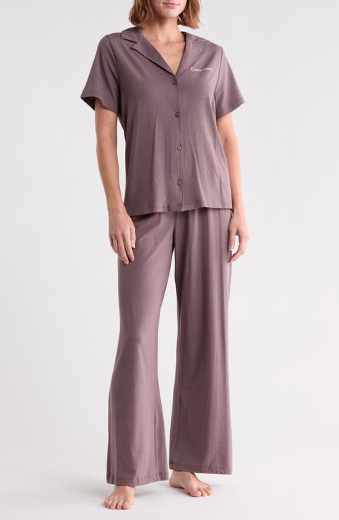 Notch Collar Knit Pajamas