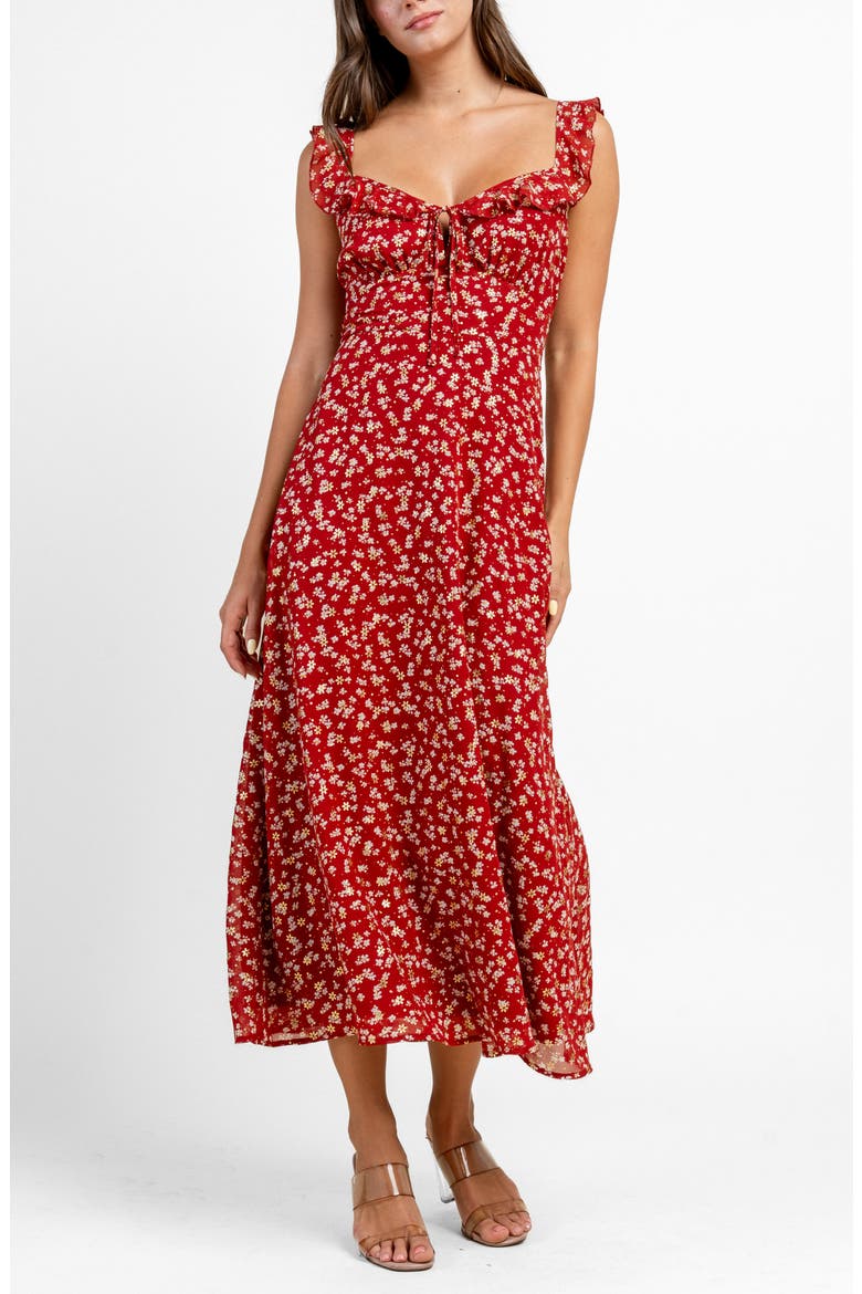 Chiffon Print Maxi Dress, Alternate, color, RED