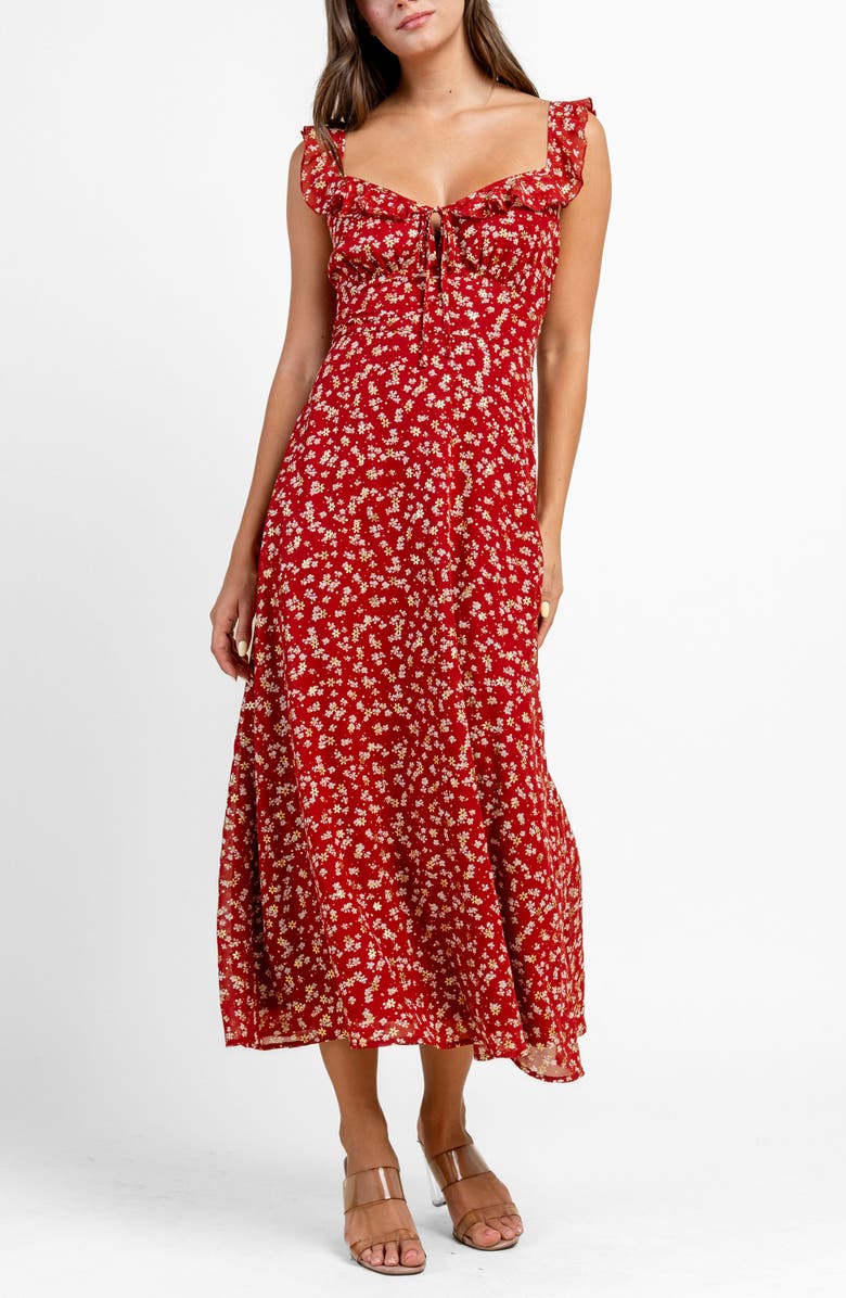 Beivy Chiffon Print Maxi Dress, Alternate, color, Red