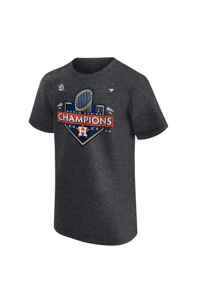 FANATICS Youth Fanatics Branded Heather Charcoal Houston Astros 2022 World Series Champions Locker Room T-Shirt, Alternate, color, 