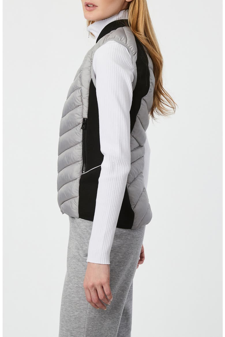 Neoprene Trim Channel Quilted Vest, Alternate, color, PEARL GREY