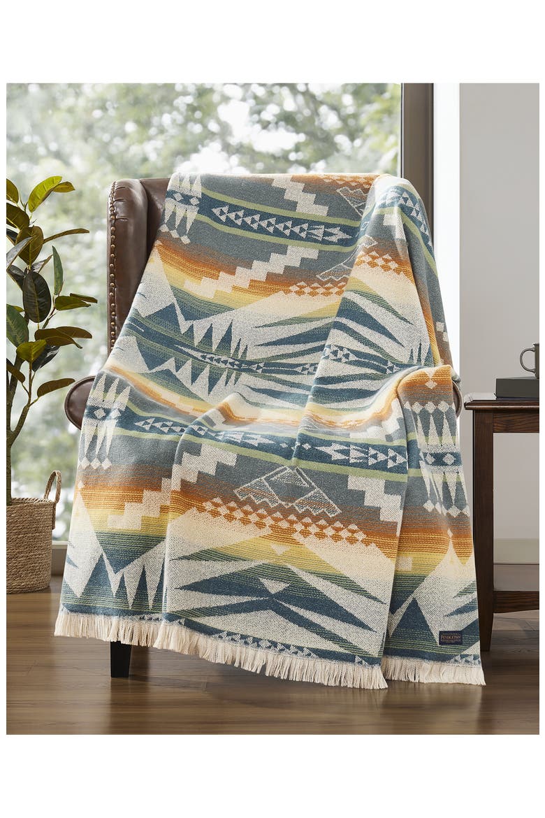 Mystic Lake Throw Blanket, Alternate, color, TEAL MULTI