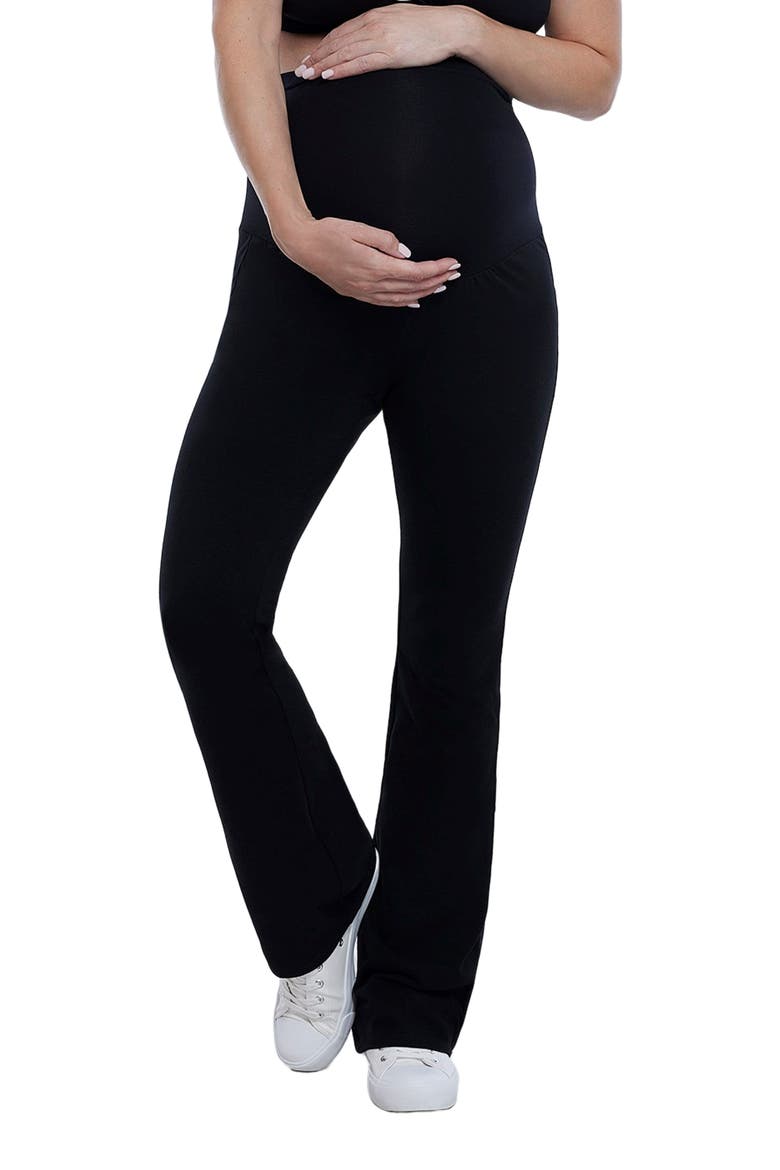 Secret Fit Over the Belly Full Length Flare Leggings, Main, color, Black