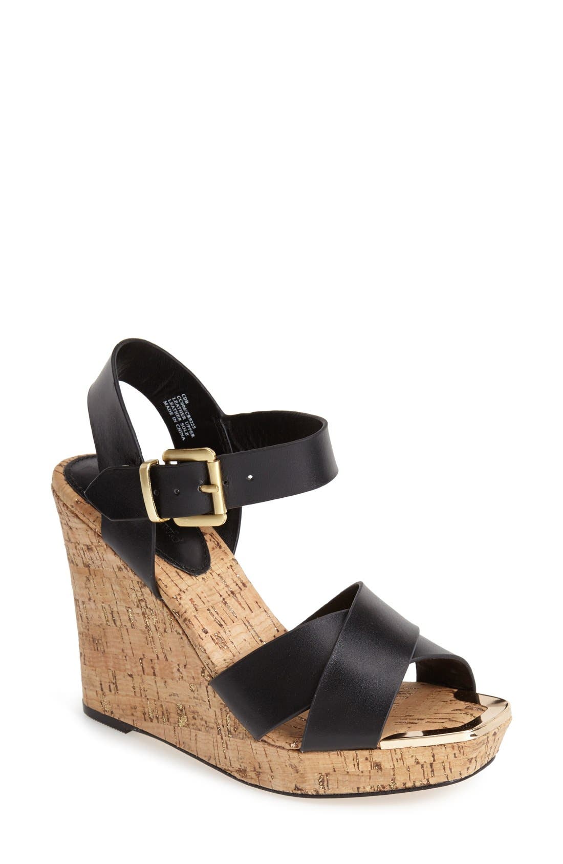 Charles David 'Oliver' Cork Platform Wedge Sandal, Main, color, 