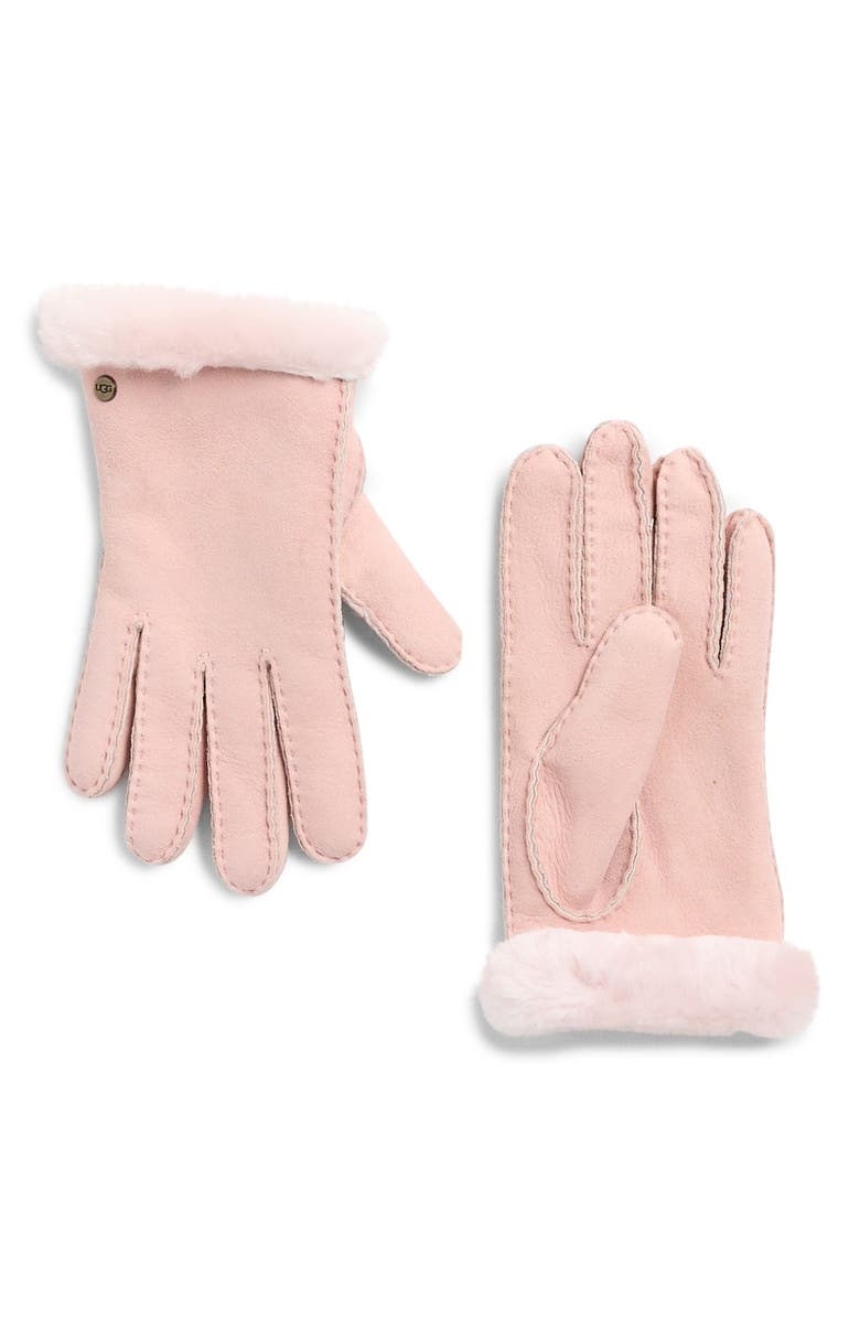 UGG<sup>®</sup> Classic Genuine Shearling Suede Gloves, Main, color, Pink Cloud