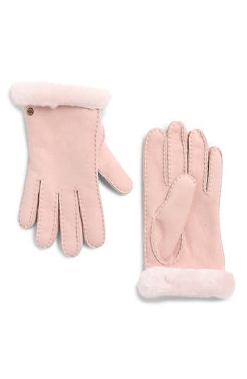 Ugg ® Classic Genuine Shearling Suede Gloves In Pink