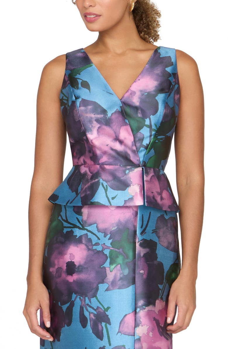 Kay Unger Celeste Column Gown, Alternate, color, Spring Aqua Multi