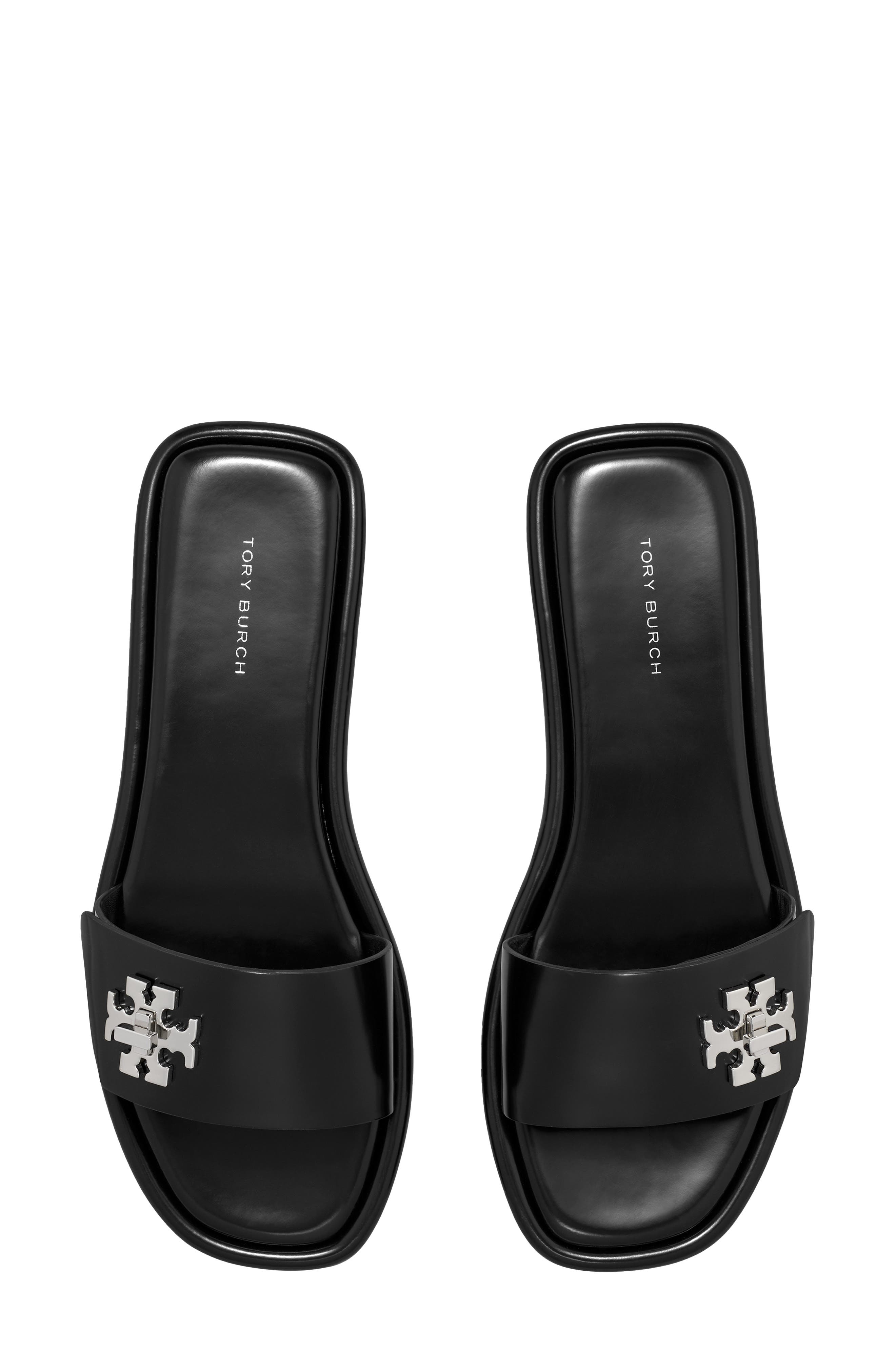 Tory Burch T Lock Slide Sandal, Alternate, color, Perfect Black