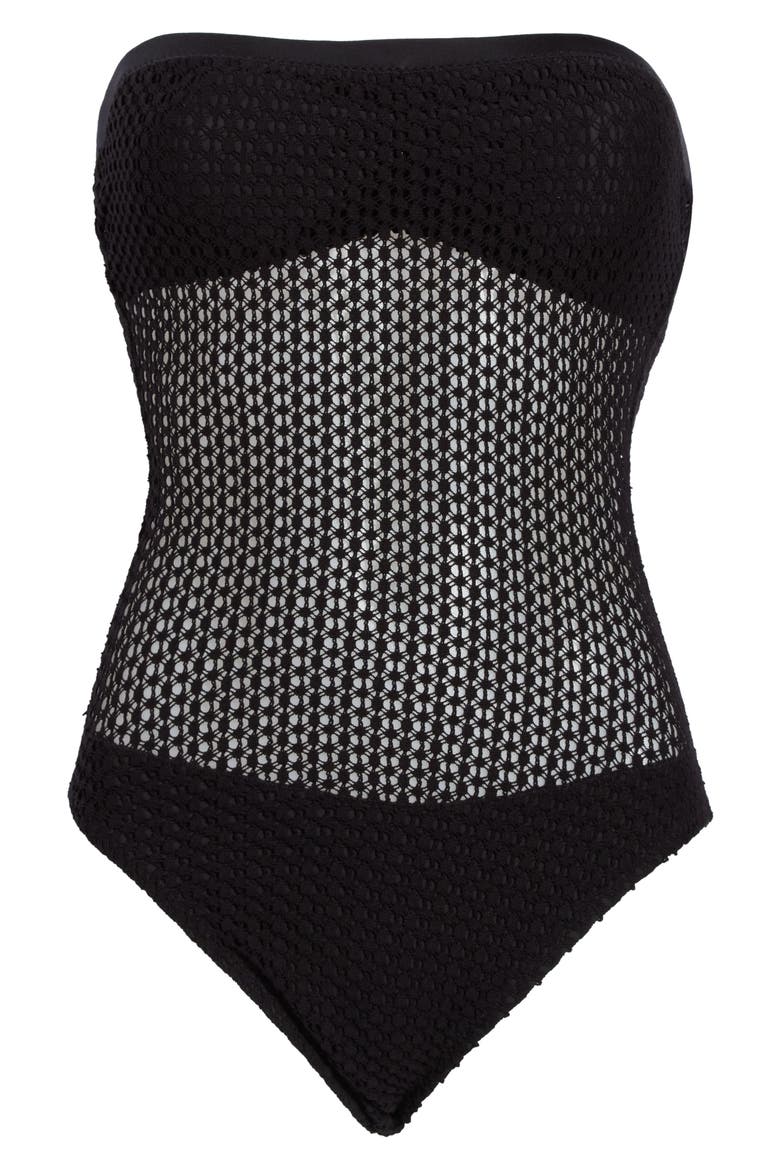 Strapless One-Piece Swimsuit, Alternate, color, BLACK