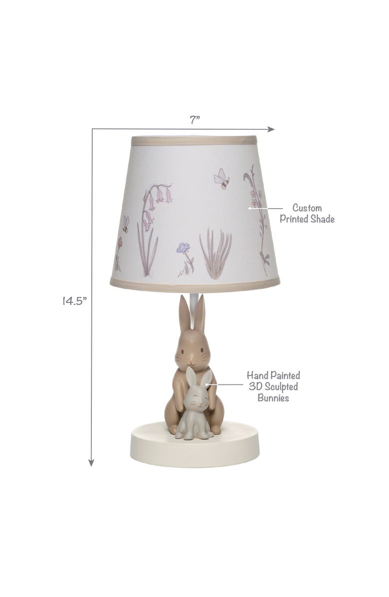 Lambs & Ivy Signature Bunny Hop Hand-Painted Resin Rabbits Lamp with Shade, Alternate, color, Cream