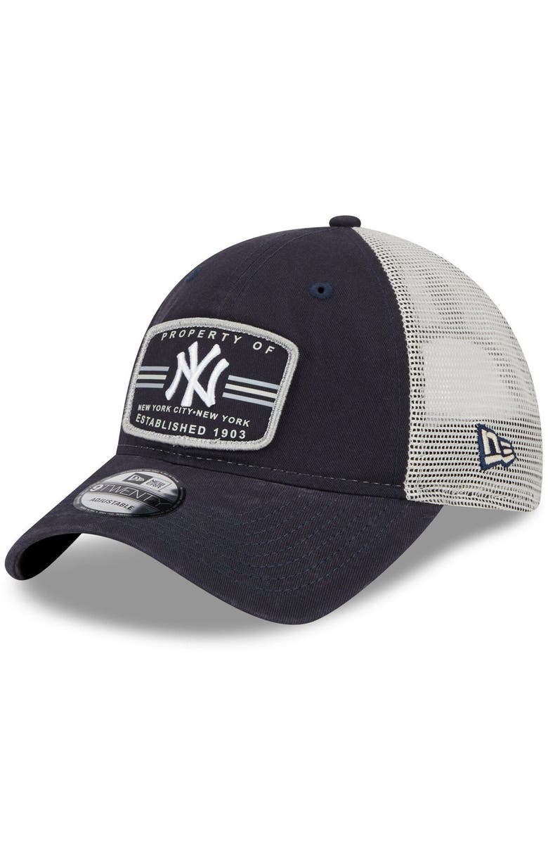 New Era Men's New Era Navy New York Yankees Property Trucker 9TWENTY Snapback Hat, Main, color,