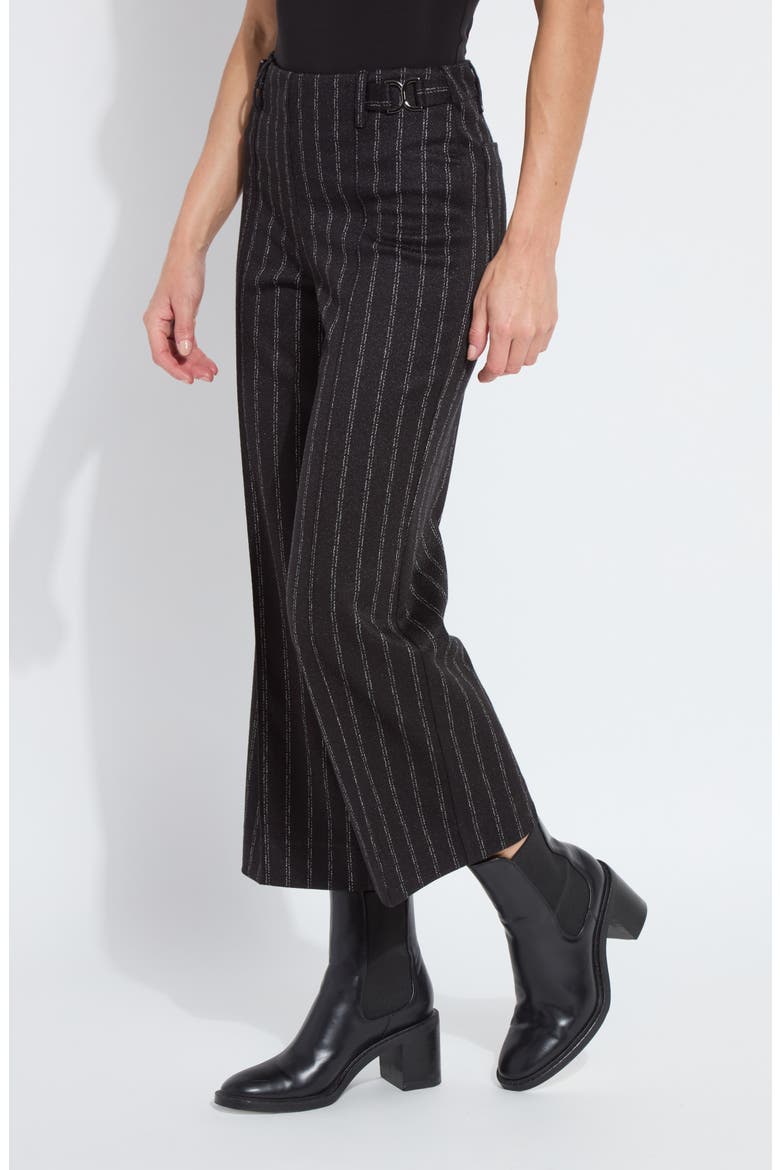 Isabel Pinstripe Ponte Wide Leg Pants, Alternate, color, CHARCOAL LANE