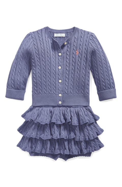 Kids' 2-Piece Cardigan & Ruffled Bloomers Set