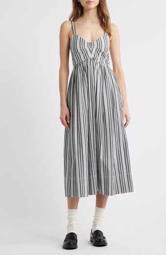 THE GREAT. The Reyes Stripe Cotton Midi Sundress