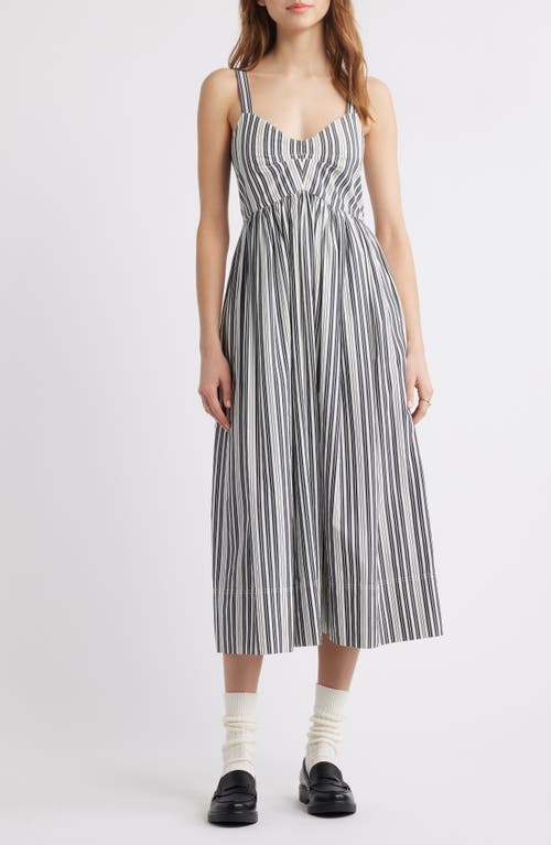 The Great . The Reyes Stripe Cotton Midi Sundress In Parchment Stripe