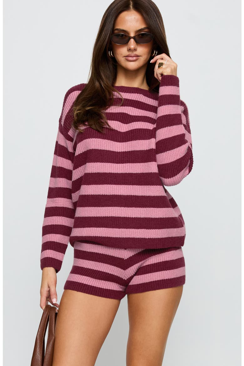 Whole New World Stripe Knit Sweater & Shorts Set, Alternate, color, PINK STRIPE